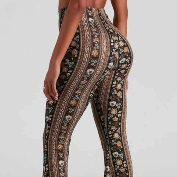 Vintage-Inspired boho Womens Bell Bottom Pants aztec wide leg flared - Picture 1 of 5